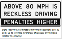 New Virginia DOT Signs Will Alert Drivers to Reckless Driving Law