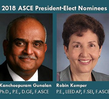 Gunalan, Kemper Tabbed as 2018 ASCE President-Elect Official Nominees