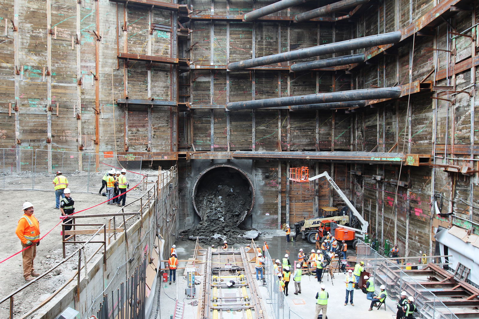 Metro Regional Connector Tunnel Boring Machine Surfaces at New L.A. Station