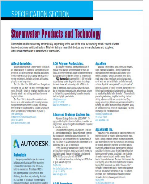Specification Section: Stormwater Products and Technology 2017