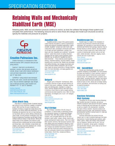 Specification Section: Retaining Walls and Mechanically Stabilized Earth (MSE)