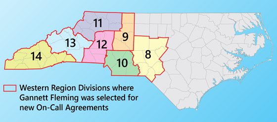 Gannett Fleming Selected as Prime for Five NCDOT Divisions