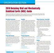 Specification Section: 2018 Retaining Wall and Mechanically Stabilized Earth (MSE) Guide