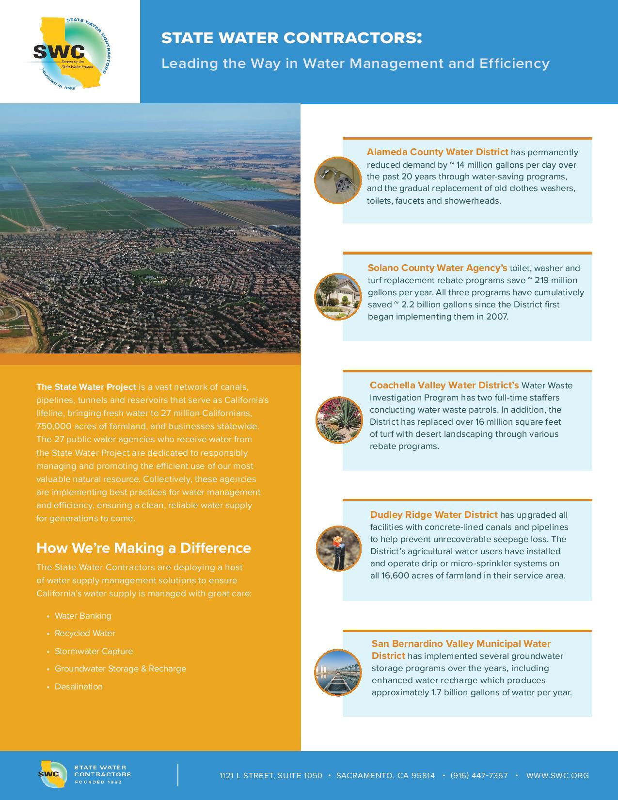 SWC Fact Sheet on Water Management & Efficiency
