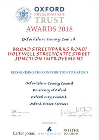 Oxford Direct Services recognised with Oxford Preservation Trust Award for sensitive highways project