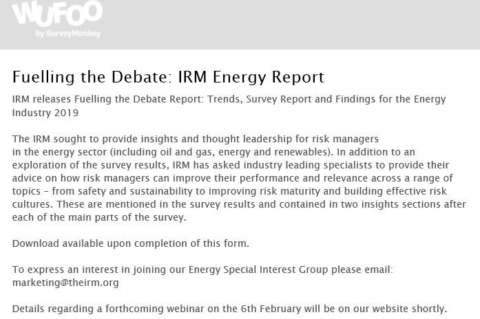 IRM Releases Fuelling the Debate Report: Trends, Survey Report and Findings for the Energy Industry 2019