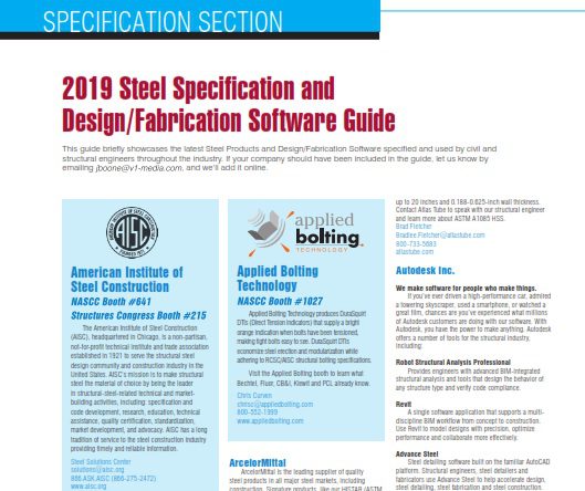 2019 Steel Specification and Design/Fabrication Software Guide