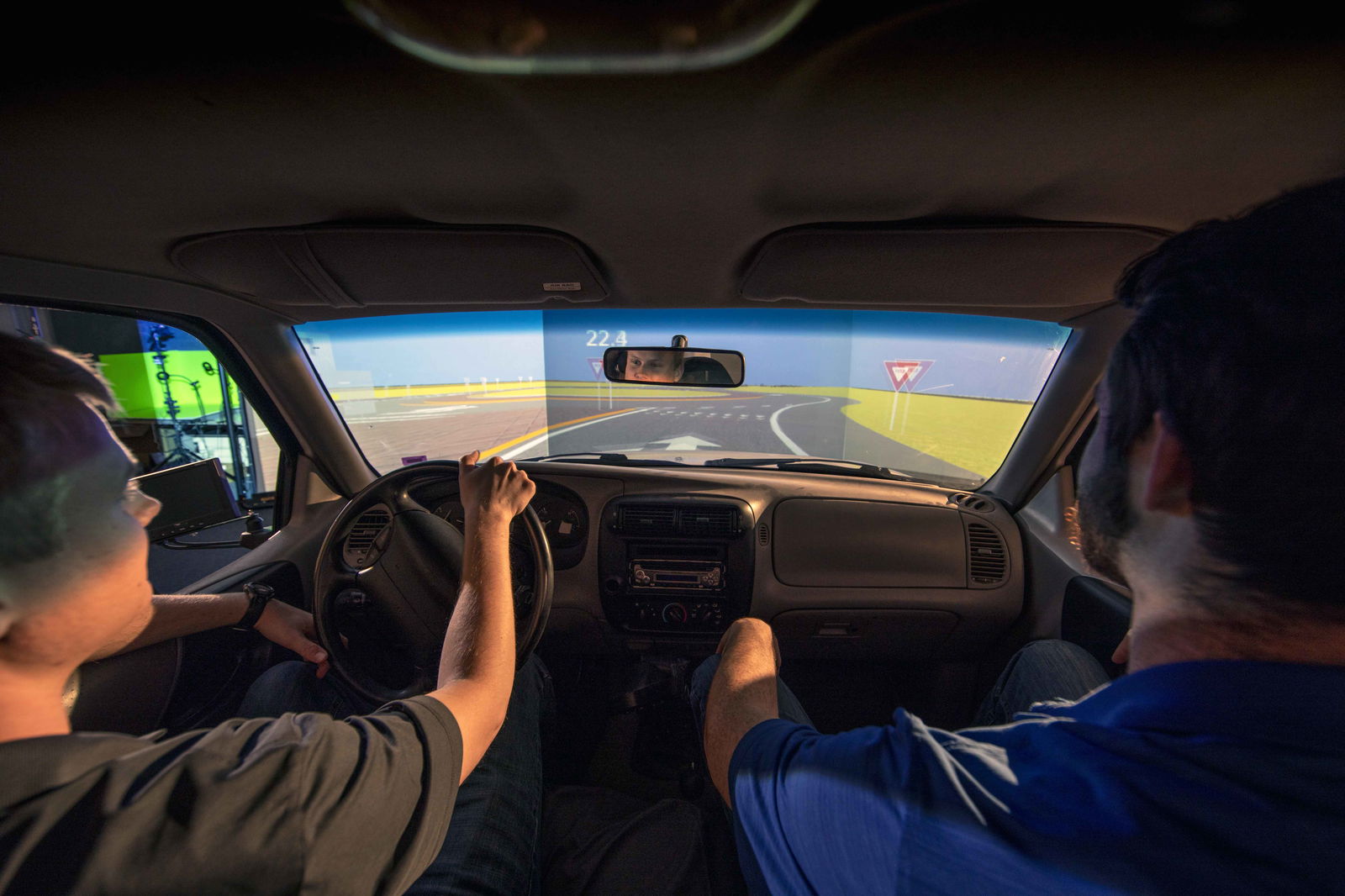 Students Use a Driving Simulator to Test Roadway Design Before Construction