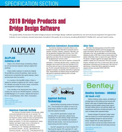 Specification Section: 2019 Bridge Products and Bridge Design Software