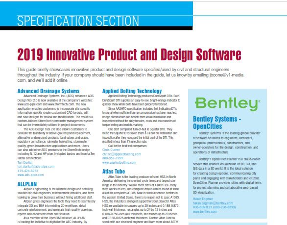 Specification Section: 2019 Innovative Product and Design Software