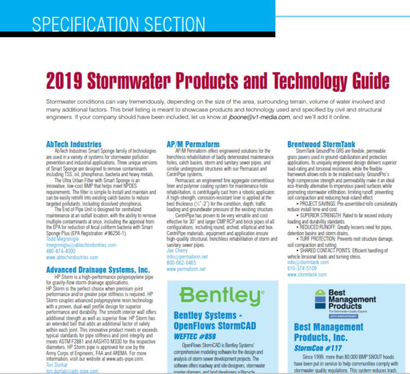 Specification Section: 2019 Stormwater Products and Technology Guide
