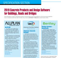 Specification Section: 2019 Concrete Products and Design Software for Buildings, Roads and Bridges