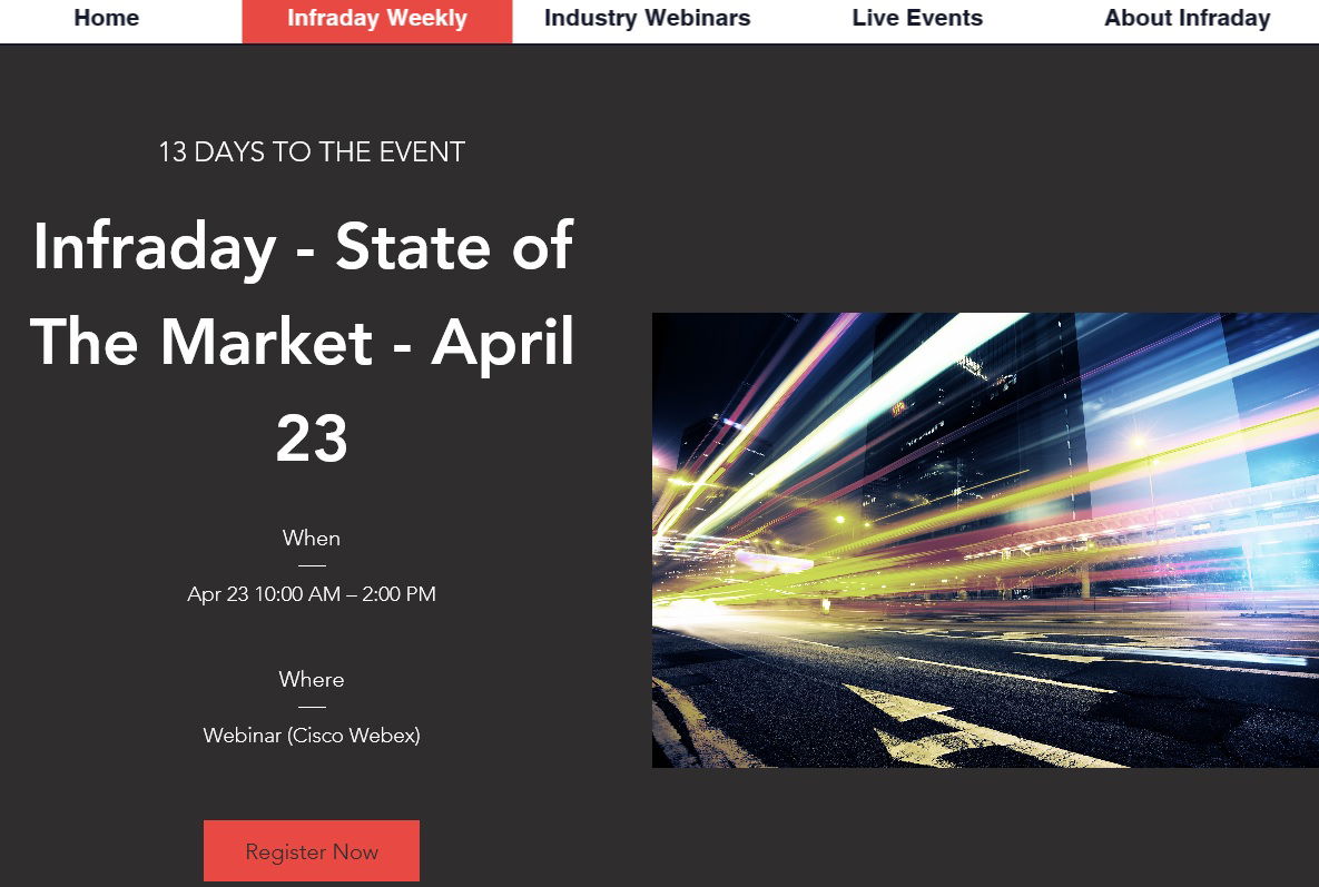 Infraday Weekly “State of the Market” Web Series - Inaugural Edition on April 23, 2020