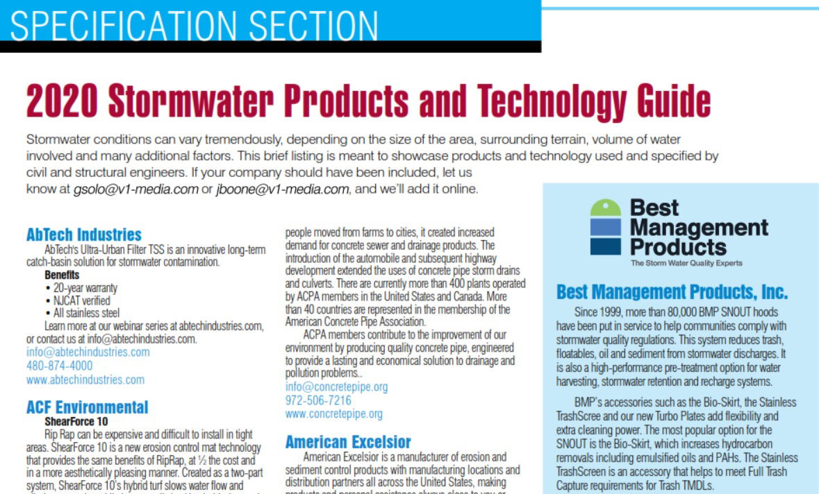 Specification Section: 2020 Stormwater Products and Technology Guide