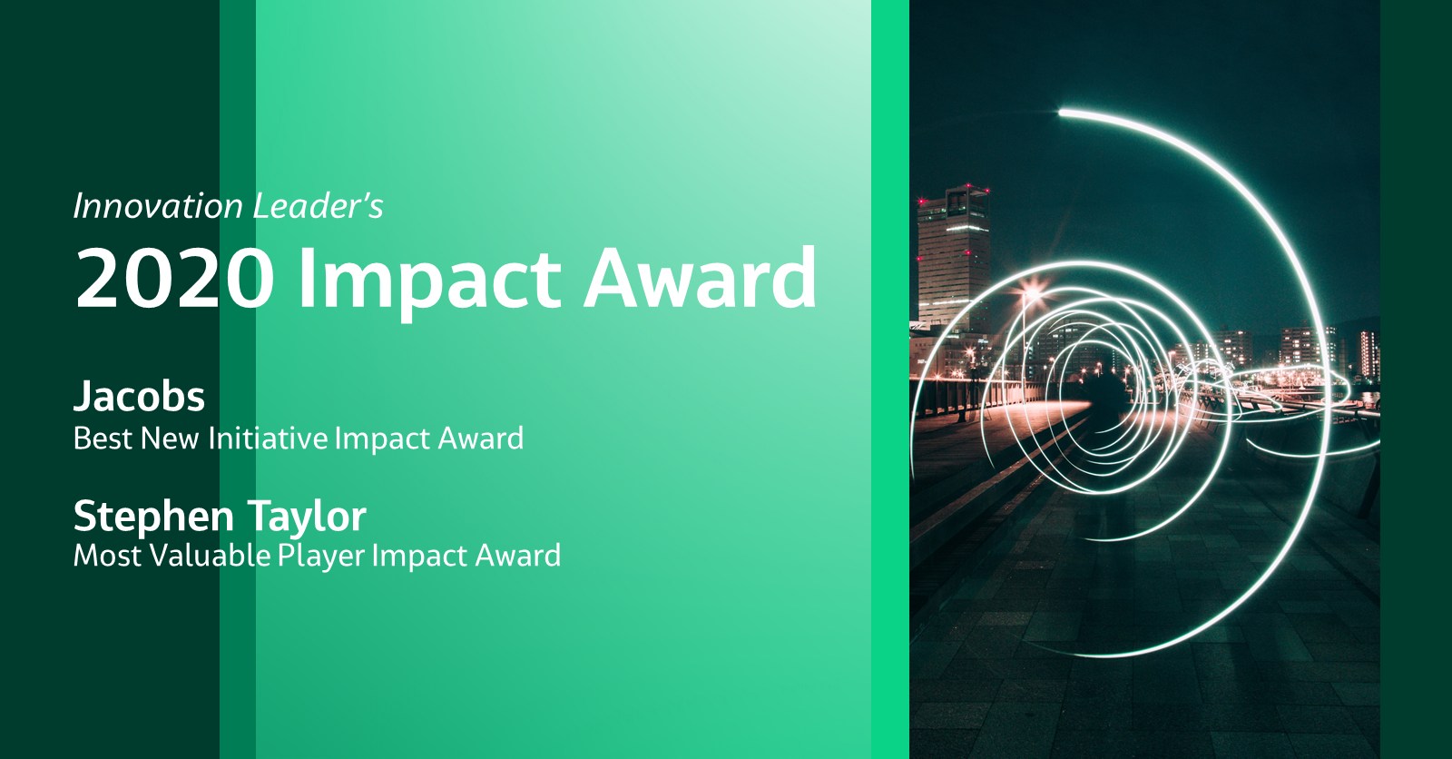 Jacobs Wins Two 2020 Innovation Leader Impact Awards