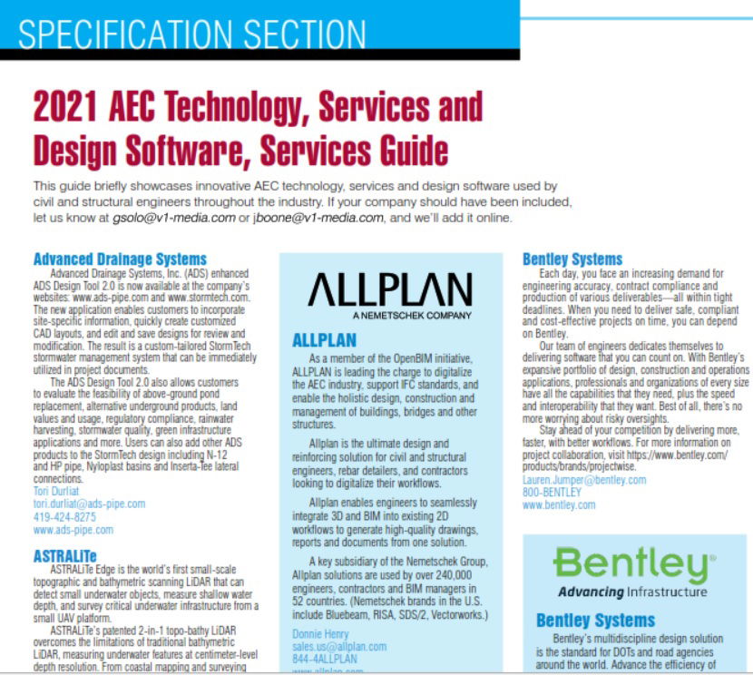 Specification Section: 2021 AEC Technology, Services and Design Software, Services Guide