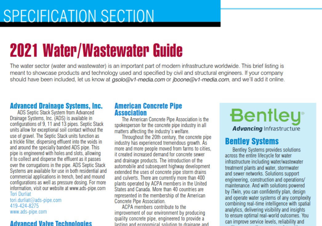 Specification Section: 2021 Water/Wastewater Guide