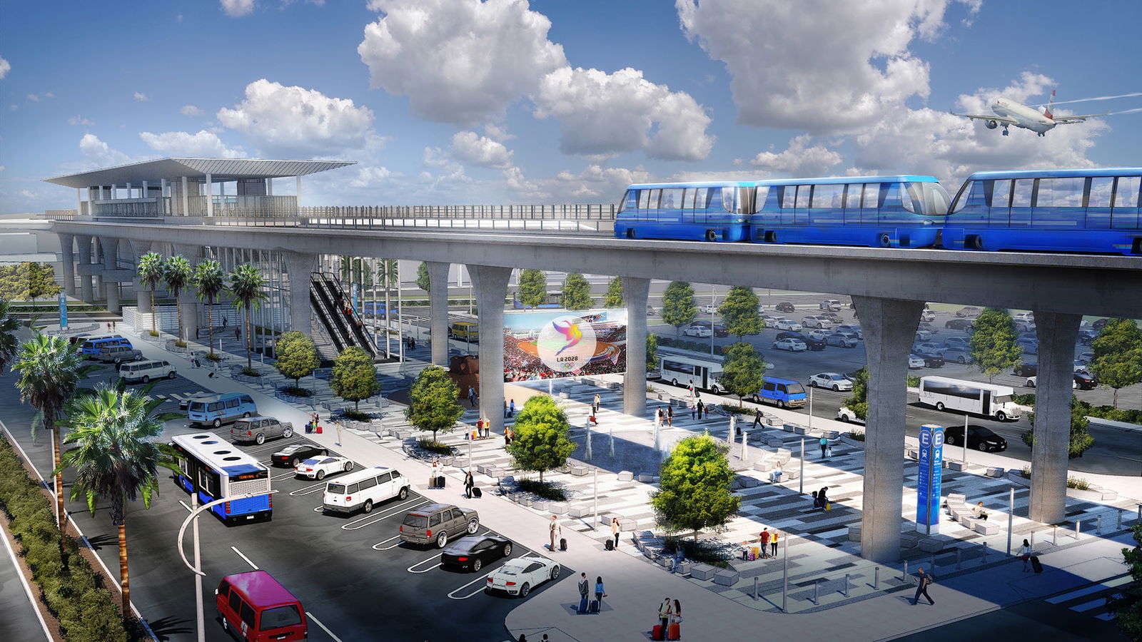 LAX Automated People Mover Train Guideway Structure