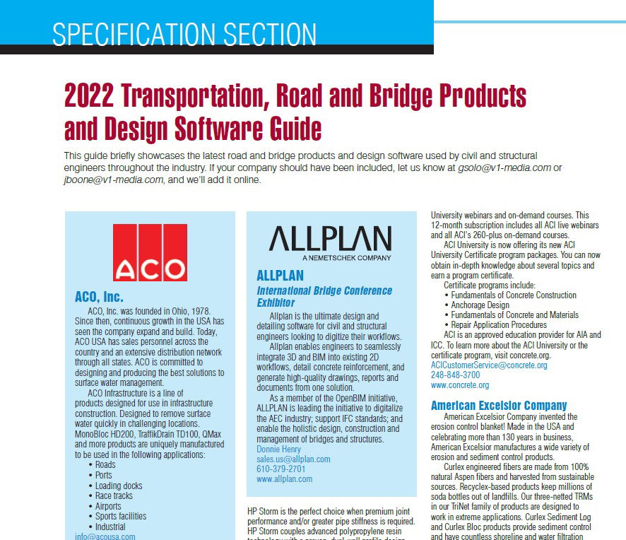 2022 Transportation, Road and Bridge Products and Design Software Guide
