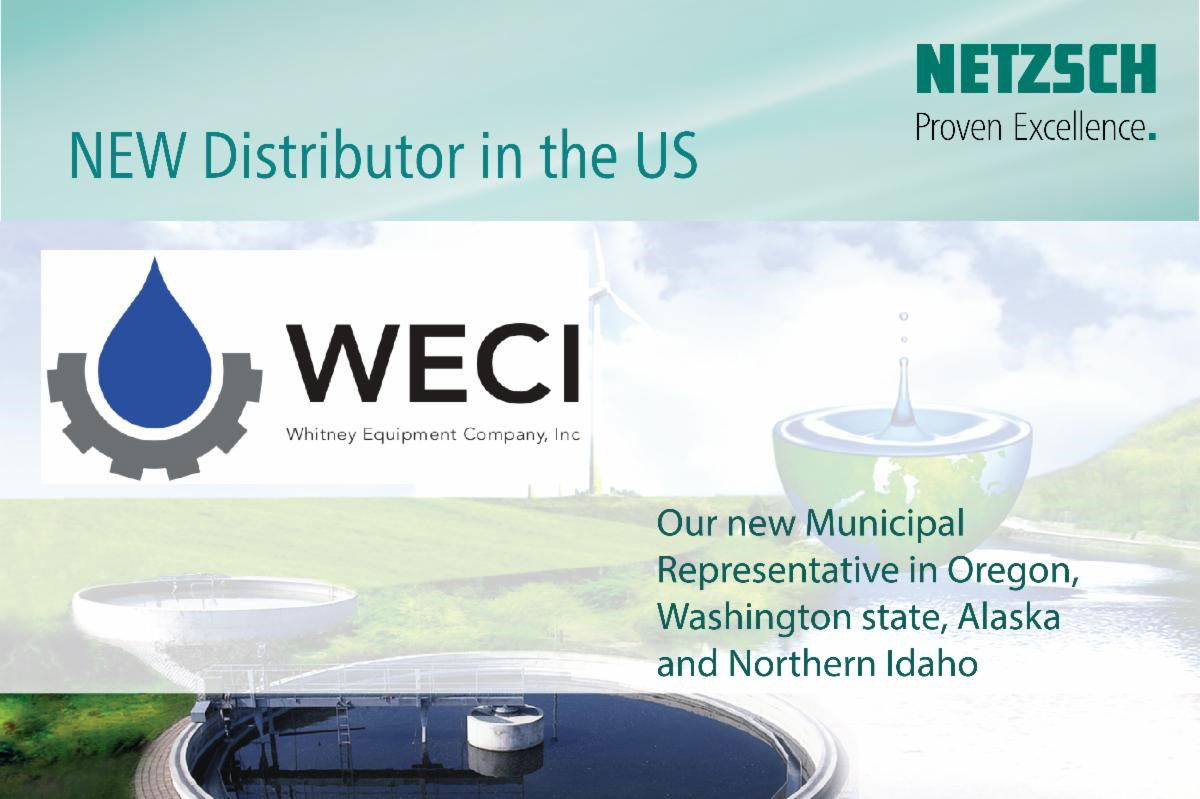 NETZSCH Pumps North America, LLC Announces Whitney Equipment Company, Inc. as their Municipal Partner in Washington, Oregon, Northern Idaho & Alaska