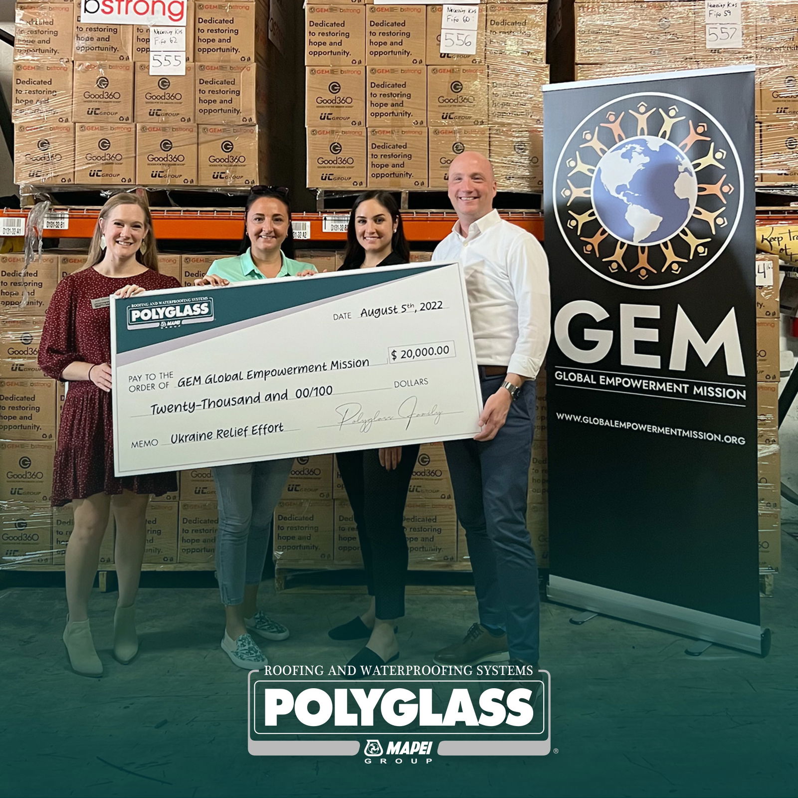 Polyglass USA Supports the Relief Effort in Ukraine through Global Empowerment Mission