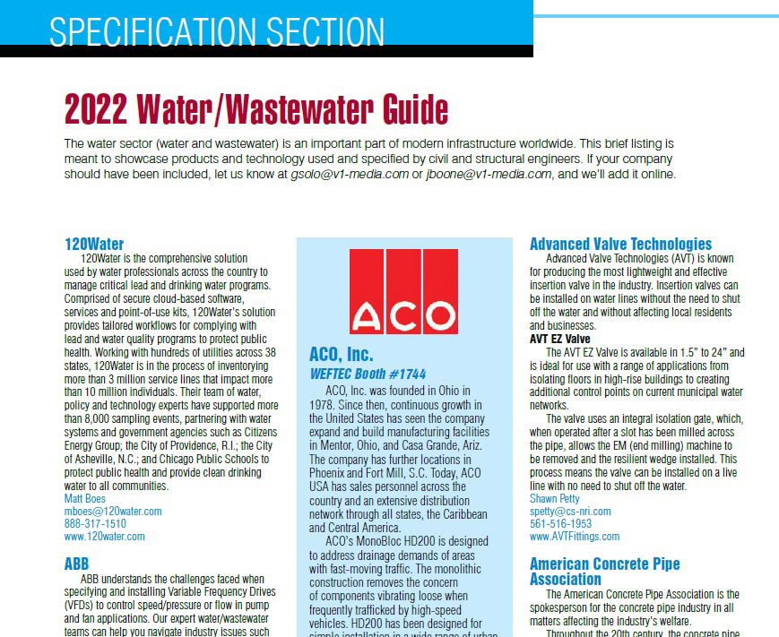 Specification Section: 2022 Water/Wastewater Guide