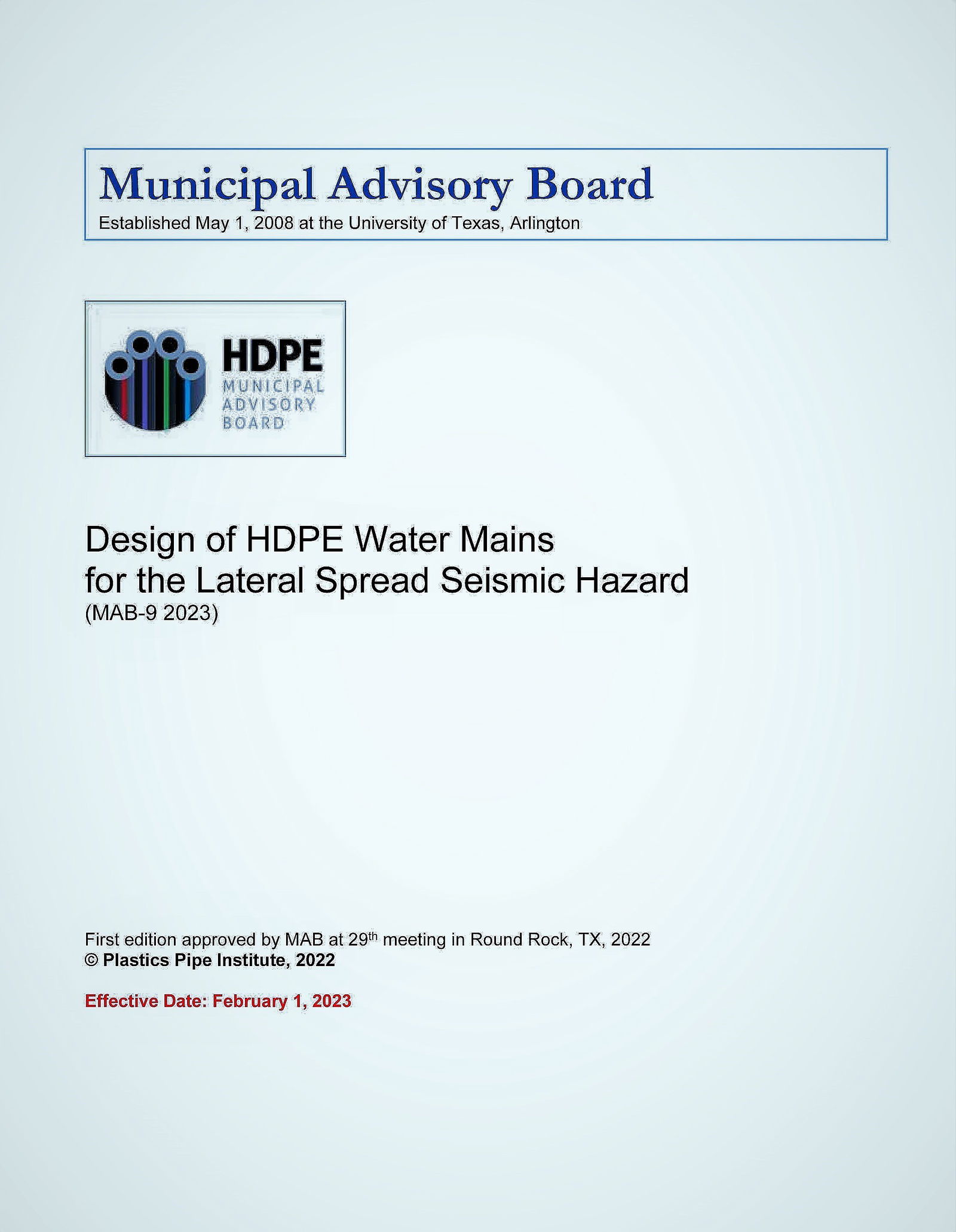 New Technical Document Announced for the HDPE Pipe Use in Seismic Sensitive Areas