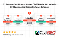 G2 Summer 2023 Report Names CivilGEO the #1 Leader in Civil Engineering Design Software Category