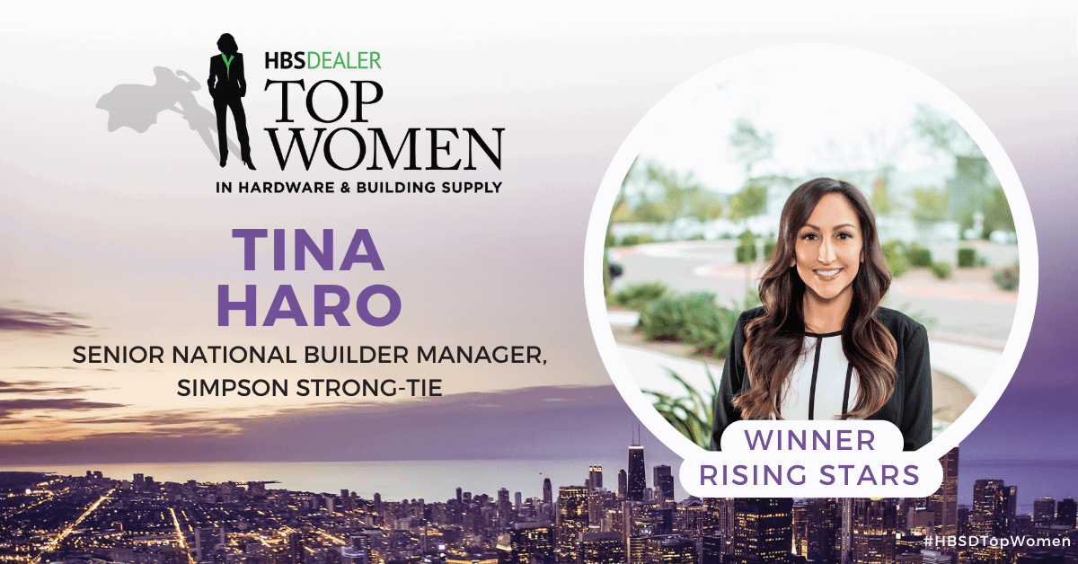 Simpson Strong-Tie Senior National Account Manager Tina Haro Wins 2023 Top Women in Hardware & Building Supply Rising Stars Award
