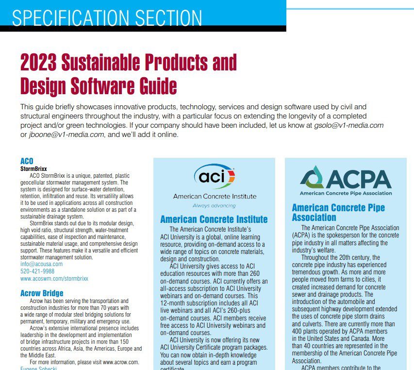 Specification Section: 2023 Sustainable Products and Design Software Guide