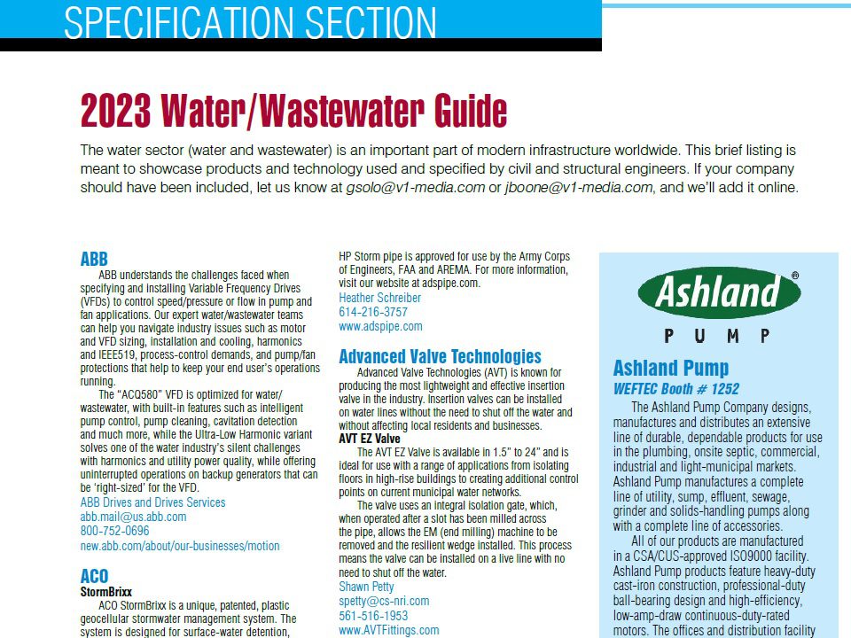 Specification Section: 2023 Water/Wastewater Guide