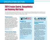 Specification Section: 2024 Erosion Control, Geosynthetics and Retaining Wall Guide