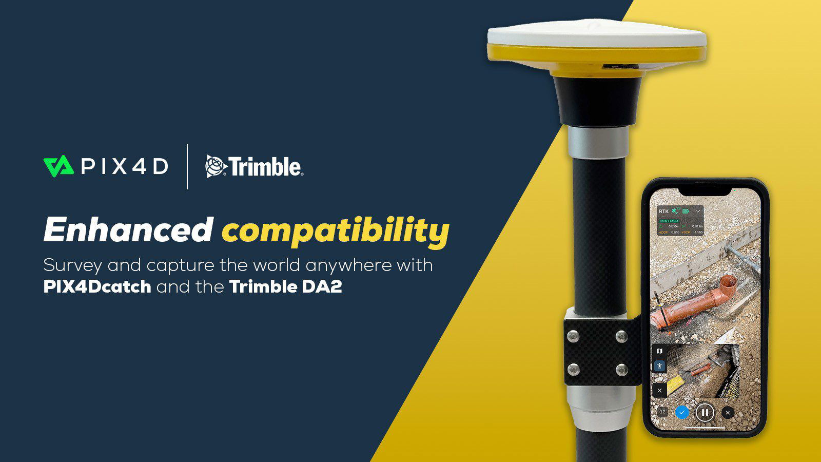 PIX4Dcatch offers enhanced compatibility with Trimble DA2 for accurate data capture