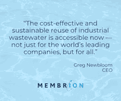 Membrion announces stellar pilot results for novel wastewater reuse solution at 100+ Accelerator Demo Day and Sustainable Innovation Expo