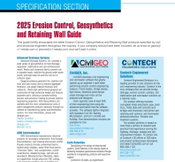 Specification Section: 2025 Erosion Control, Geosynthetics and Retaining Wall Guide