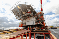 Efficient load-out of first wind-powered offshore gas platform in the Dutch North Sea