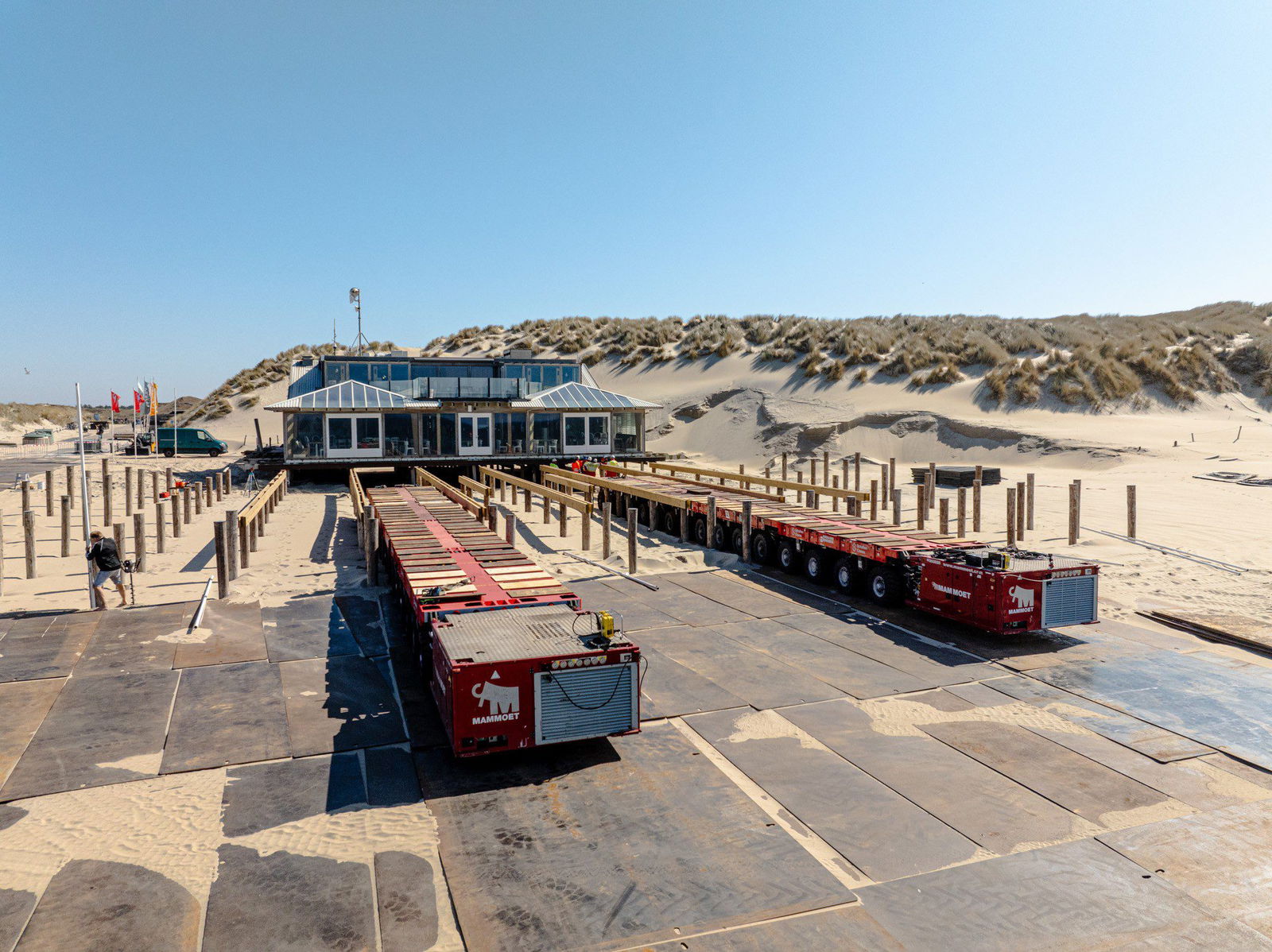 Beach pavilion relocated with care and precision