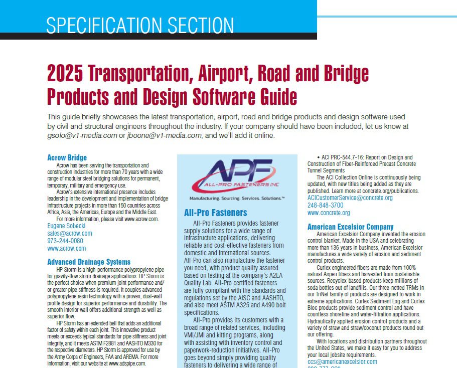 Specification Section: 2025 Transportation, Airport, Road and Bridge Products and Design Software Guide