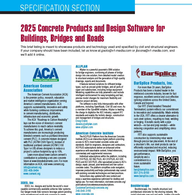 2025 Concrete Products and Design Software for Buildings, Bridges and Roads