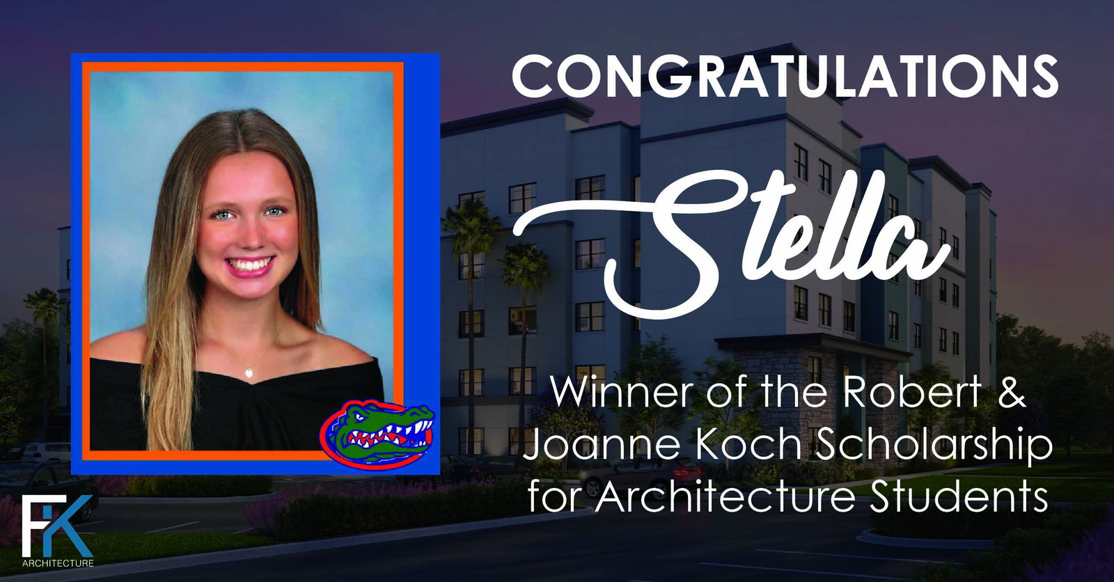 FK Architecture Awards 2026 Robert and Joanne Koch Scholarship to Stella Willy