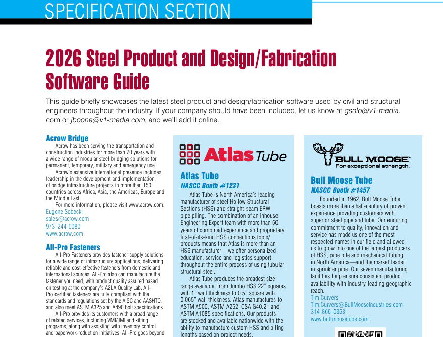 Specification Guide: 2026 Steel Product and Design/Fabrication Software Guide