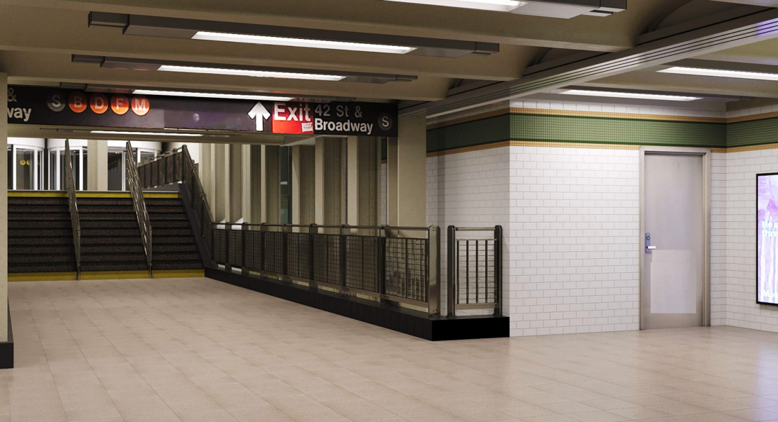 Text Box: Before picture of the location where the elevator machine room was to be added to expand the station’s mezzanine. 