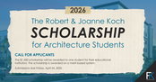 FK Architecture Announces Applications Open for Robert and Joanne Koch Scholarship for Architecture  